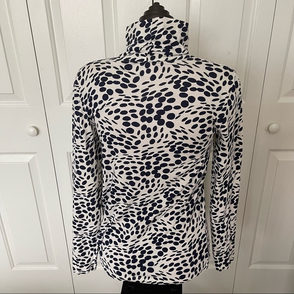 J. Crew Pebble Dot Navy and White Turtleneck - Picture 2 of 6